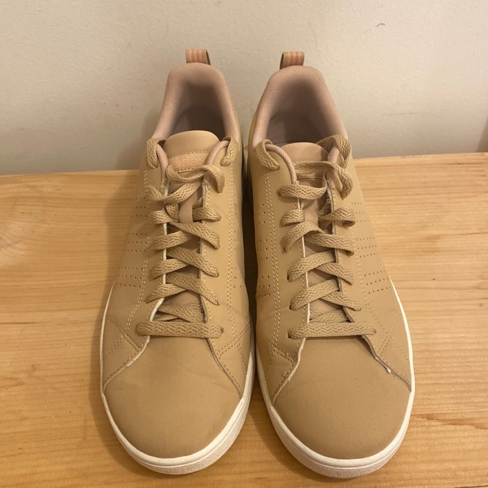 Adidas tan pink leather street sneakers